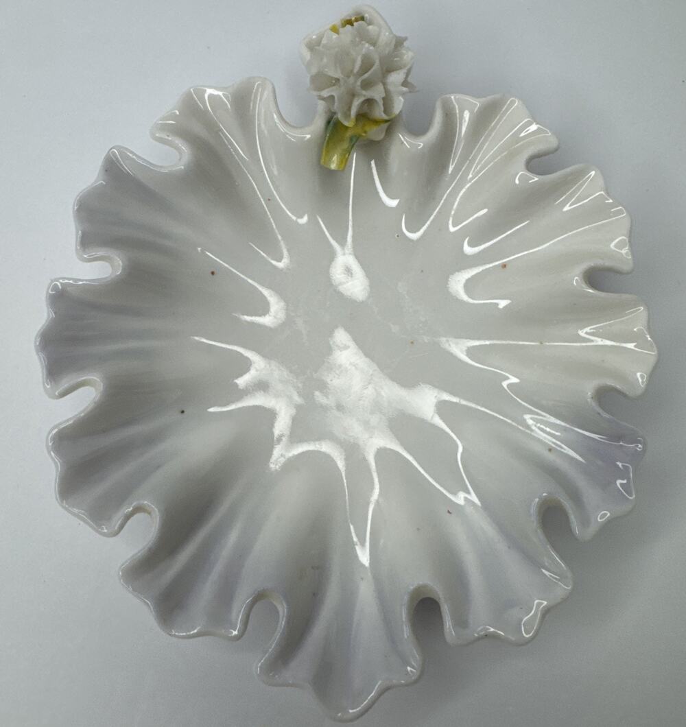 Vintage Lenwile China Ardalt Japan Verithin Flower Frilly Trinket Soap Dish Leaf